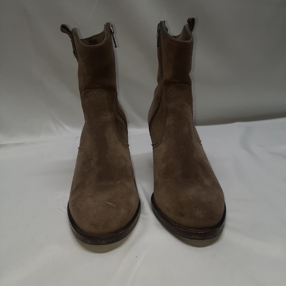 La Canadiene GrayishBrown Suede Block Stacked Heel Waterproof Boots 6.5 M - Picture 4 of 9